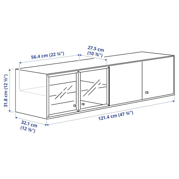 Ikea BOASTAD - Wall shelf, black/oak veneer, 121x32x32 cm