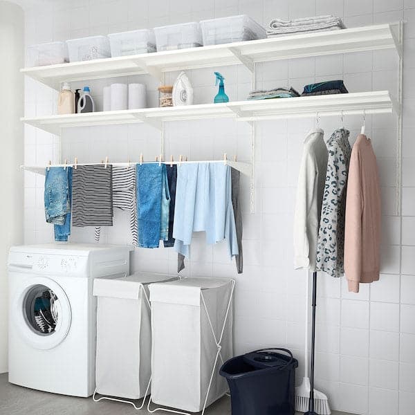 Ikea BOAXEL - Laundry combination, white/metal, 227x40x101 cm