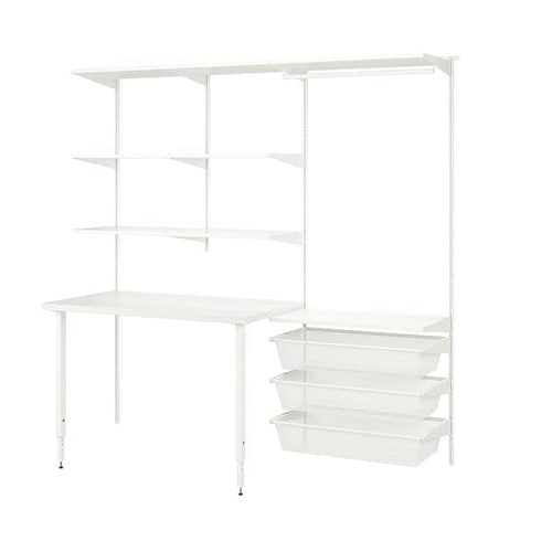BOAXEL / LAGKAPTEN - Wardrobe combination with table top, white, 207x62x201 cm