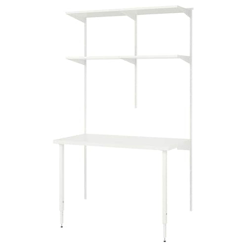 BOAXEL / LAGKAPTEN - Shelving unit with table top, white, 125x62x201 cm