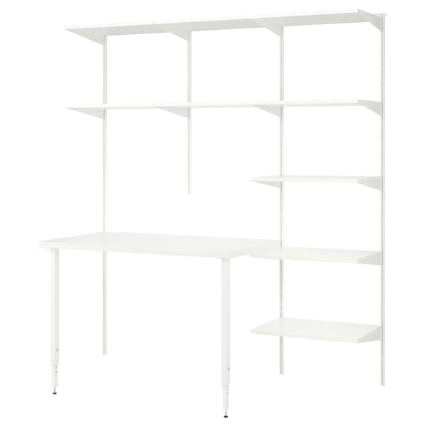 BOAXEL / LAGKAPTEN - Shelving unit with table top, white, 187x62x201 cm