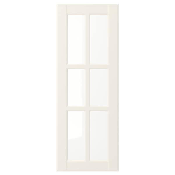 BODBYN - Glass door, off-white, 30x80 cm