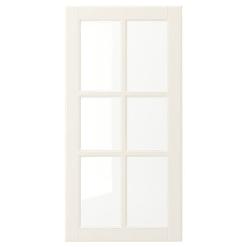 BODBYN - Glass door, off-white, 40x80 cm