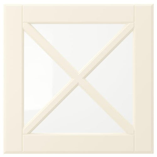 BODBYN - Glass door with crossbar, off-white, 40x40 cm