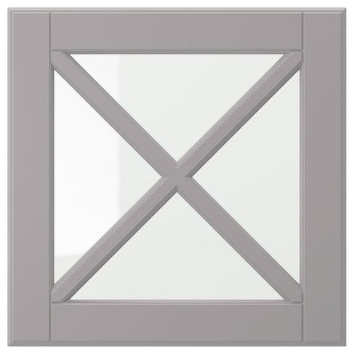 BODBYN - Glass door with crossbar, grey, 40x40 cm