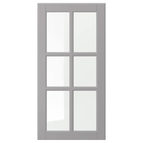 BODBYN - Glass door, grey, 40x80 cm