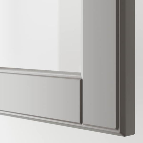 BODBYN - Glass door, grey, 30x100 cm