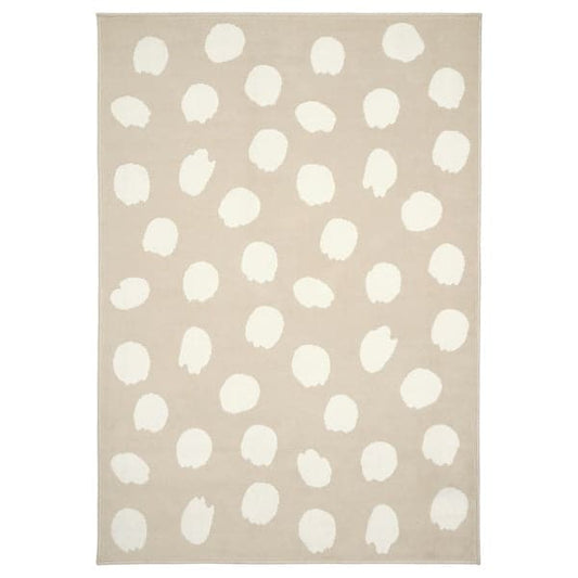 Ikea BOGENSE - Rug, low pile, beige/white dotted, 133x195 cm