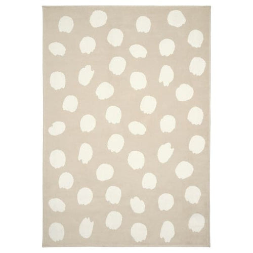 BOGENSE - Rug, low pile, beige/white dotted, 133x195 cm