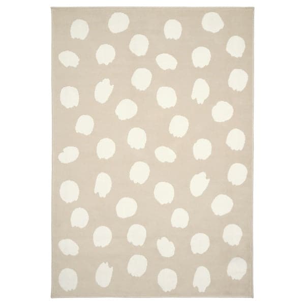 BOGENSE - Rug, low pile, beige/white dotted, 133x195 cm