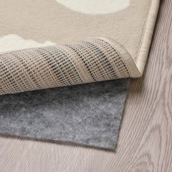 Ikea BOGENSE - Rug, low pile, beige/white dotted, 133x195 cm