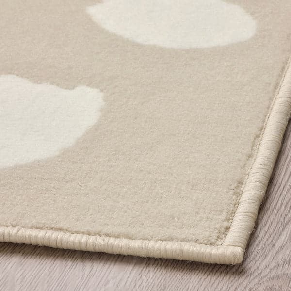 Ikea BOGENSE - Rug, low pile, beige/white dotted, 133x195 cm
