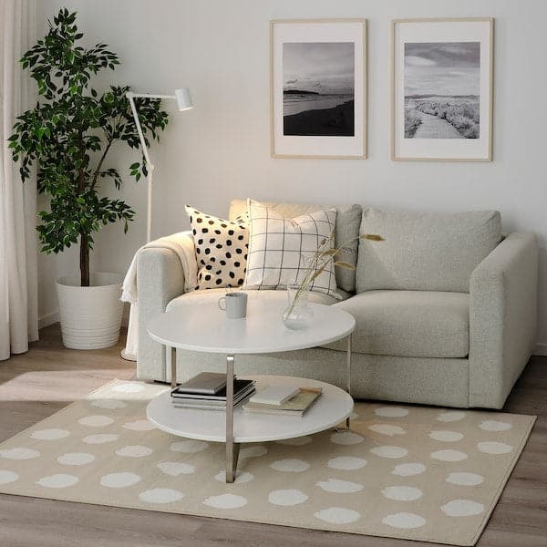 Ikea BOGENSE - Rug, low pile, beige/white dotted, 133x195 cm