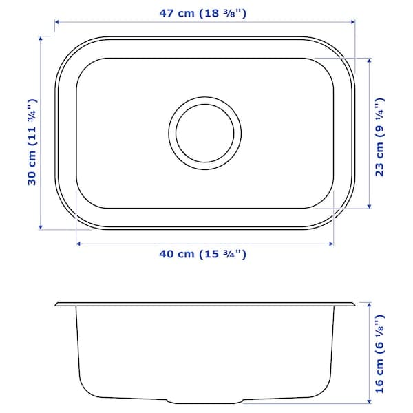 Ikea BOHOLMEN - Inset sink, 1 bowl, stainless steel, 47x30 cm