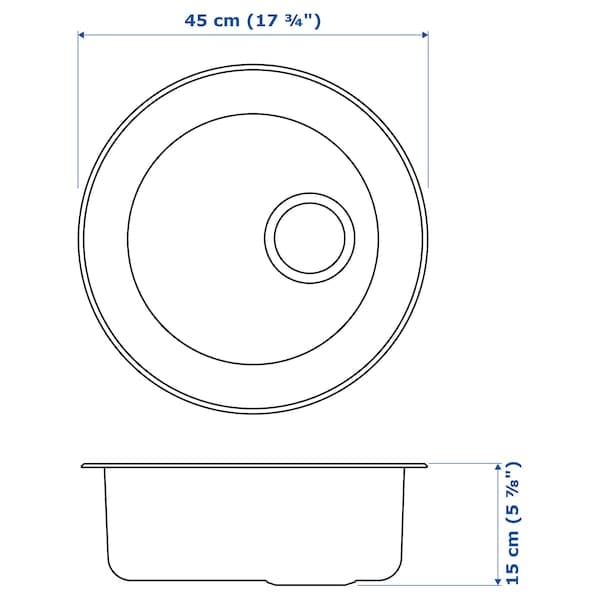 Ikea BOHOLMEN - Inset sink, 1 bowl, stainless steel, 45 cm