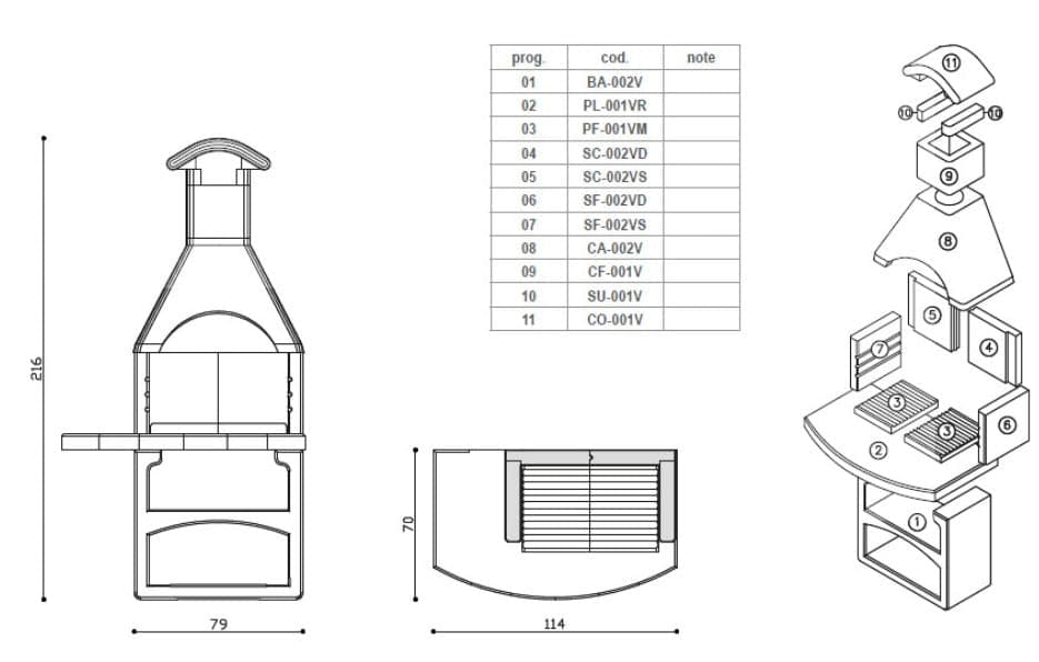Bricocenter CONCRETE WOOD BARBECUE BOLOGNA LINE VZ