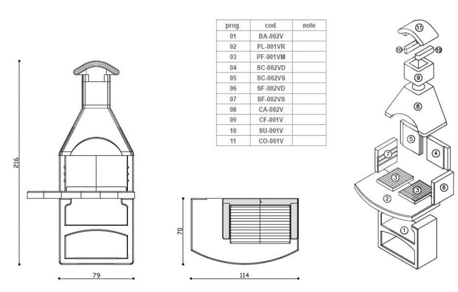 Bricocenter CONCRETE WOOD BARBECUE BOLOGNA LINE VZ