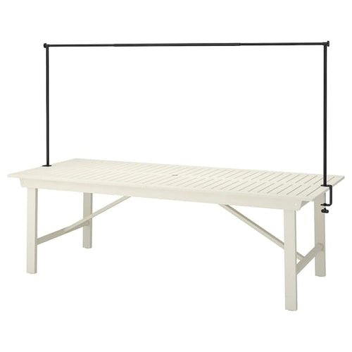 BONDHOLMEN / HELGEÖ - Table with decorating rod, outdoor white/beige/black, 235 cm