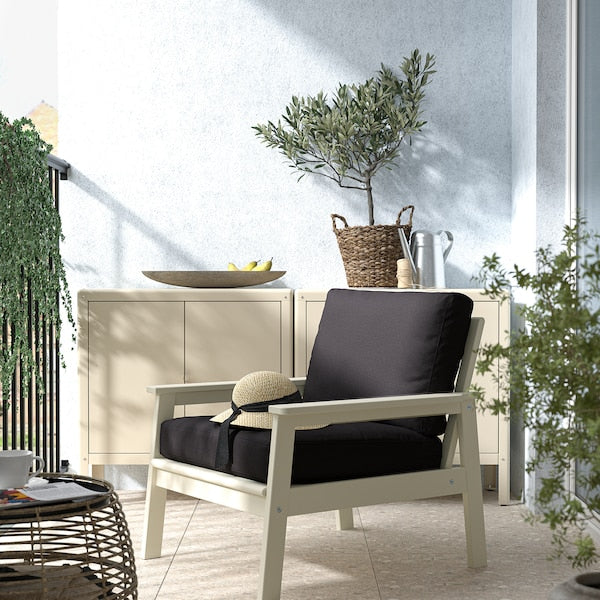 BONDHOLMEN - Garden armchair, white/beige/Järpön/Duvholmen anthracite - best price from Maltashopper.com 79545376