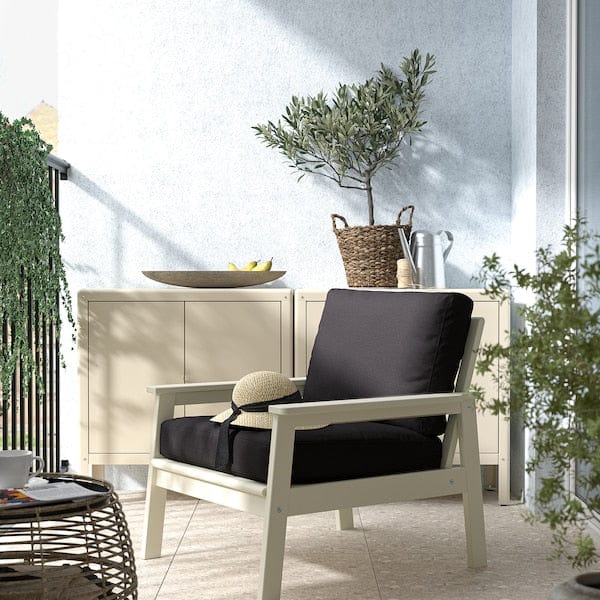 Ikea BONDHOLMEN - Garden armchair, white/beige/Järpön/Duvholmen anthracite
