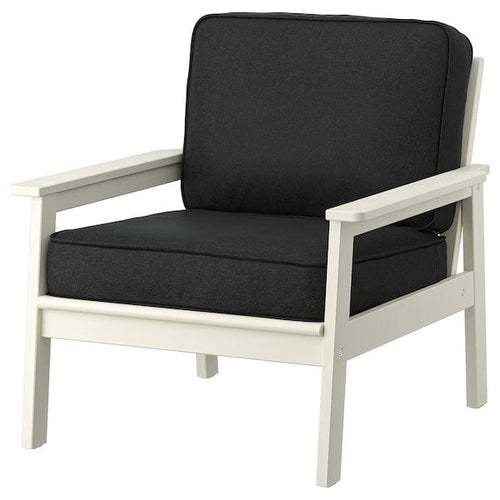 BONDHOLMEN - Garden armchair, white/beige/Järpön/Duvholmen anthracite