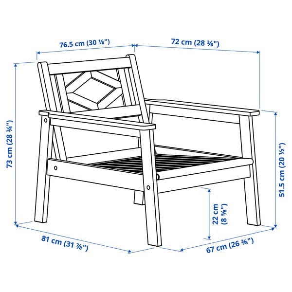 Ikea BONDHOLMEN - Armchair, outdoor, white/beige