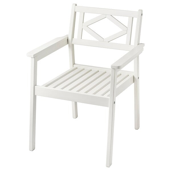 BONDHOLMEN - Chair with armrests, outdoor, white/beige