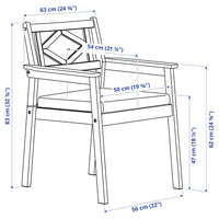 BONDHOLMEN - Table+4 chairs armrests, garden, white/beige/Frösön/Duvholmen dark grey - best price from Maltashopper.com 29549843