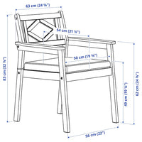 BONDHOLMEN - Table+4 chairs armrests, garden, white/beige/Järpön/Duvholmen anthracite - best price from Maltashopper.com 49549837