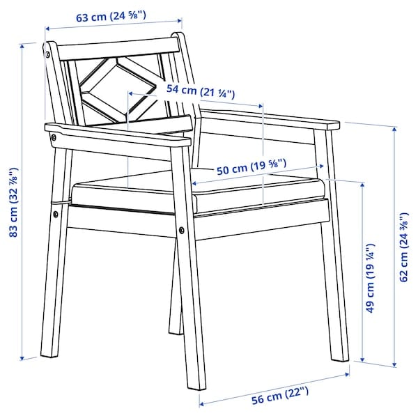 Ikea BONDHOLMEN - Table+4 chairs armrests, garden, white/beige/Järpön/Duvholmen anthracite