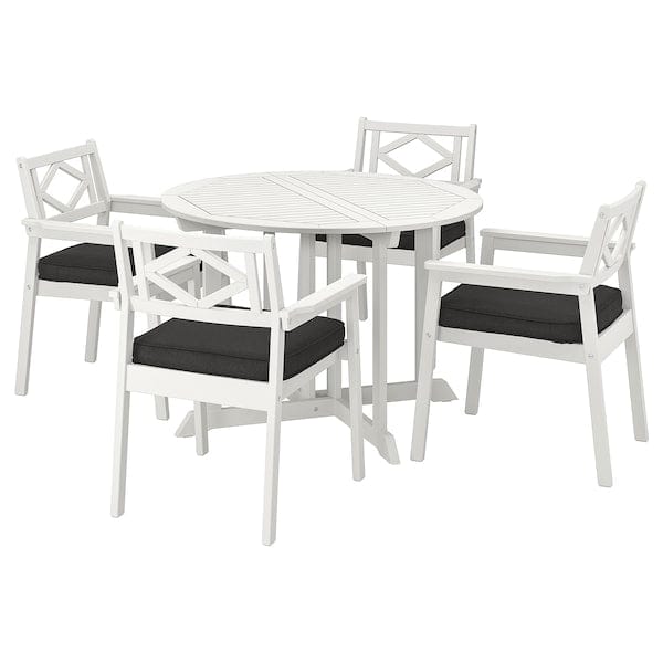 Ikea BONDHOLMEN - Table+4 chairs armrests, garden, white/beige/Järpön/Duvholmen anthracite