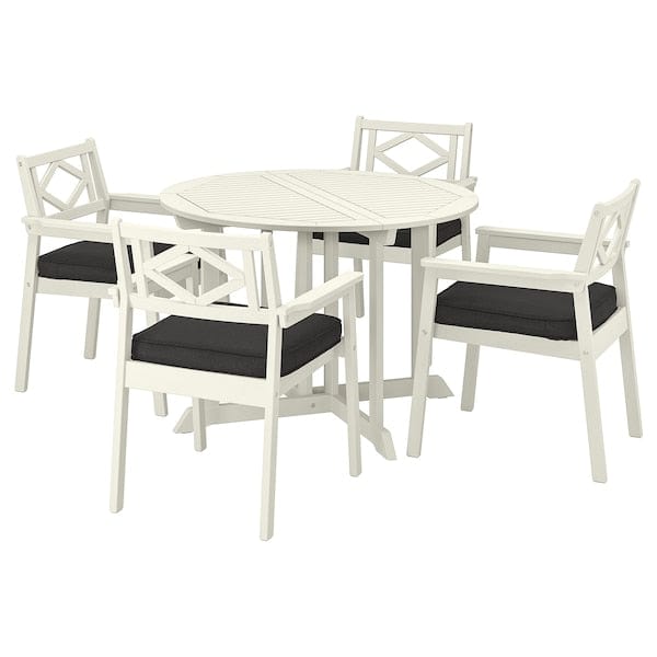 Ikea BONDHOLMEN - Table+4 chairs armrests, garden, white/beige/Järpön/Duvholmen anthracite