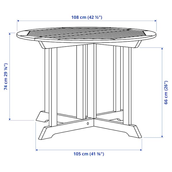 Ikea BONDHOLMEN - Table+4 chairs armrests, garden, white/beige