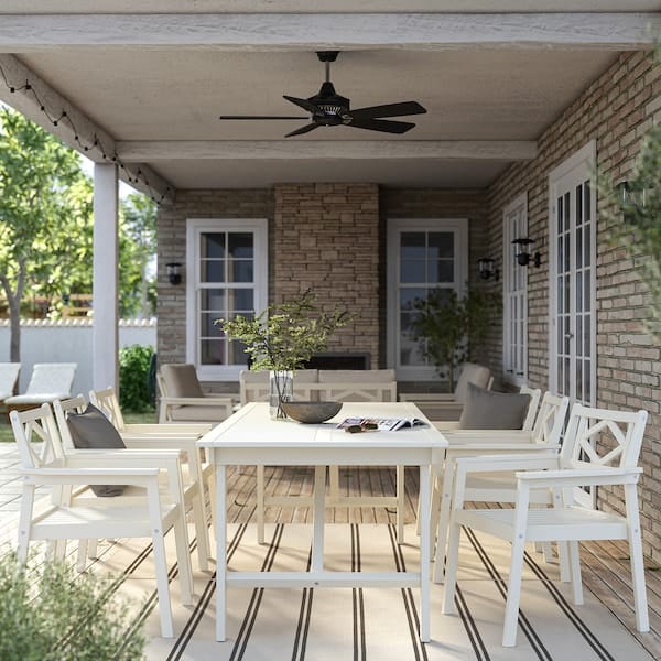 Ikea BONDHOLMEN - Table+6 chairs w armrests, outdoor, white/beige