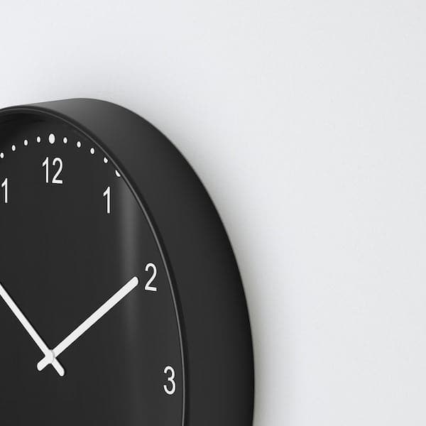 PLUTTIS wall clock, black, 28 cm - IKEA Sweden