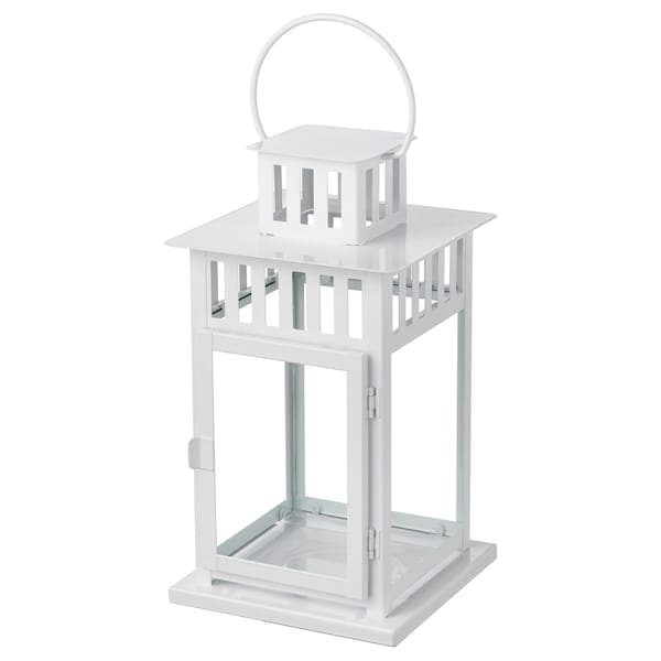 BORRBY - Lantern for block candle, in/outdoor white