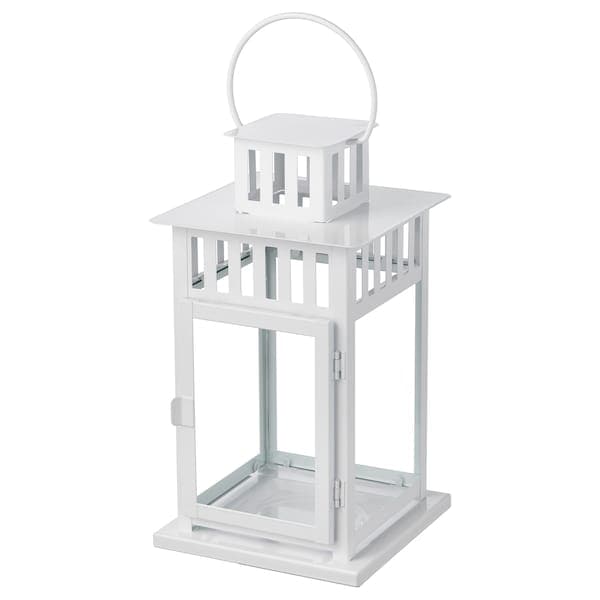 BORRBY - Lantern for block candle, in/outdoor white, 28 cm - best price from Maltashopper.com 30270142