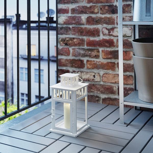 BORRBY - Lantern for block candle, in/outdoor white, 28 cm - best price from Maltashopper.com 30270142