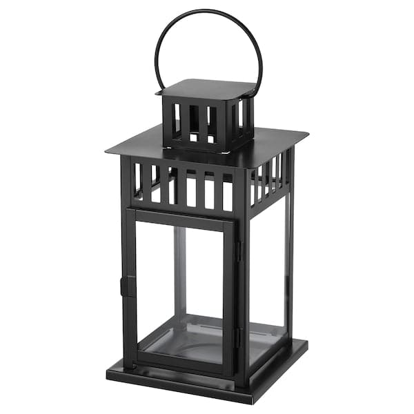 BORRBY - Lantern for block candle, in/outdoor black