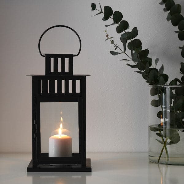 Ikea BORRBY - Lantern for block candle, in/outdoor black, 28 cm