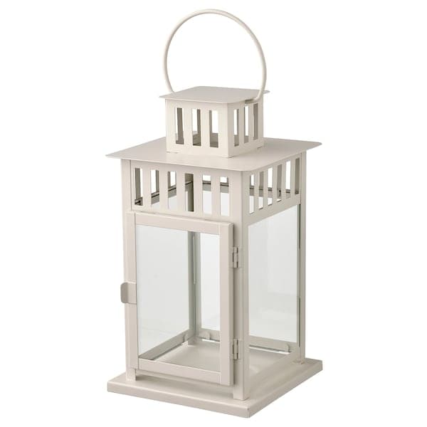 BORRBY - Lantern for pillar candle, in/out, beige