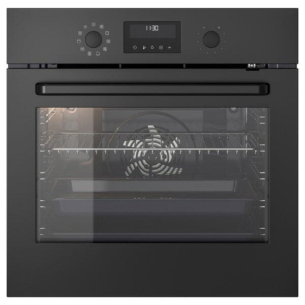 BRÄNDBO forced air oven, IKEA 500 black, 59.4x58.9x56.7 cm