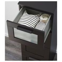 BRIMNES Chest of drawers with 4 drawers - black/frosted glass 39x124 cm - best price from Maltashopper.com 60392043