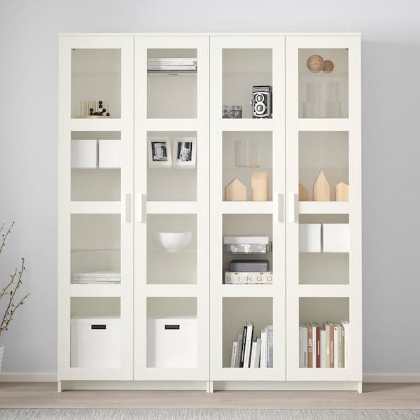 Ikea BRIMNES Combination with glass doors - white 160x35x190 cm , 160x35x190 cm