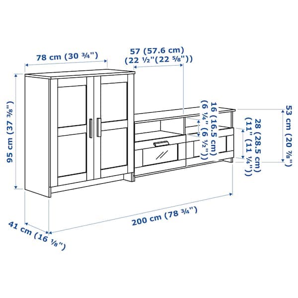 Ikea BRIMNES TV combination - white 200x41x95 cm , 200x41x95 cm