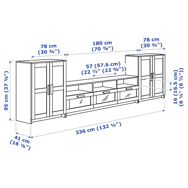 Ikea BRIMNES TV combination - white 336x41x95 cm , 336x41x95 cm