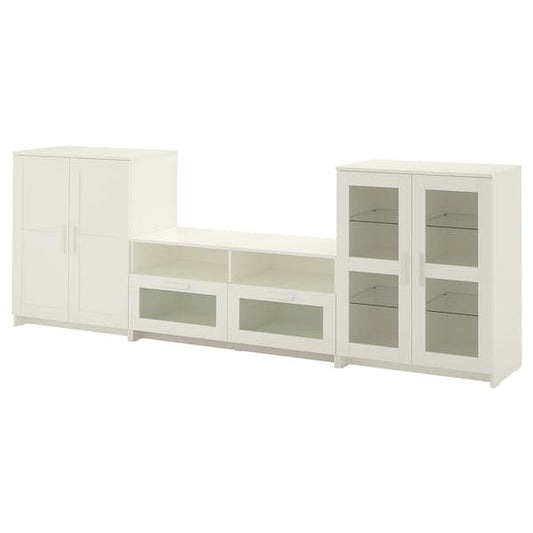BRIMNES Combination TV/glass doors - white 276x41x95 cm , 276x41x95 cm - best price from Maltashopper.com 99278225