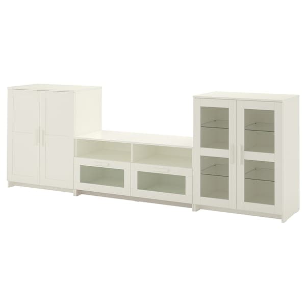 BRIMNES Combination TV/glass doors - white 276x41x95 cm , 276x41x95 cm