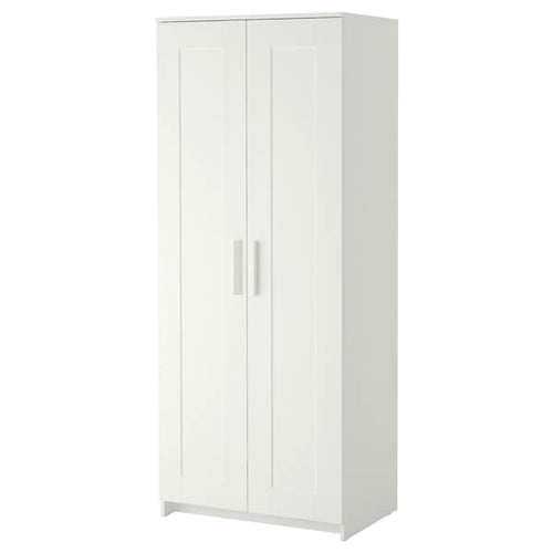 BRIMNES - Wardrobe with 2 doors, white, 78x190 cm