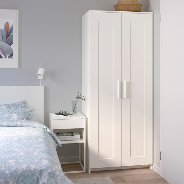 BRIMNES - Wardrobe with 2 doors, white, 78x190 cm - best price from Maltashopper.com 40400478